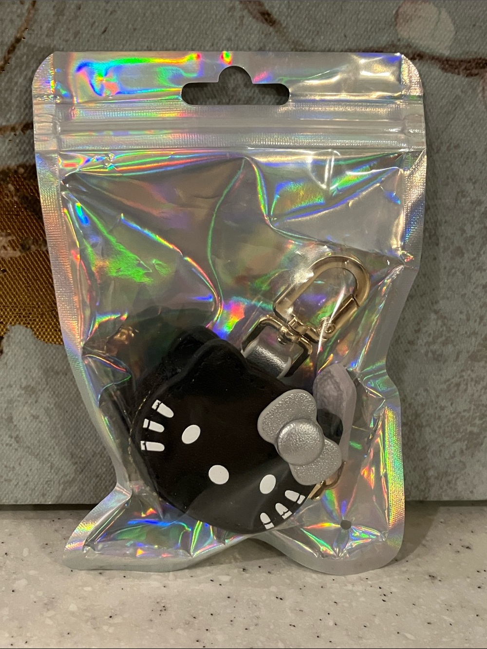 CHOOSE 1 Hello Kitty Keychain Bag Charm Zippered Pocket Silver, Black, White - Picture 4 of 5